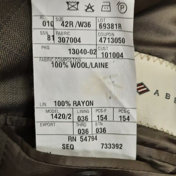 Joseph Abboud 42R Tan Blazer Vintage USA 100% Wool Sport Coat Classic Fit - Picture 7 of 8